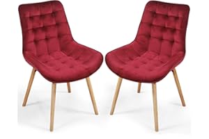 Miadomodo Chaise de Salle à Manger en Velours - Lot de 2, 4, 6, 8, Pieds en Bois Hêtre, Style Rétro, Couleurs au Choix - Chaise Scandinave pour Salon, Chambre, Cuisine, Bureau