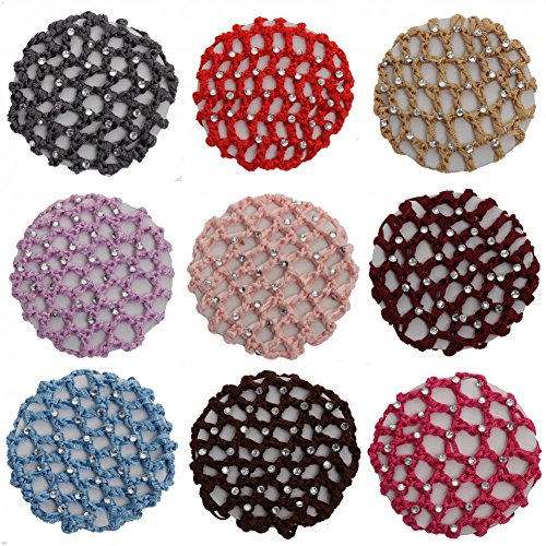 JUSTFOX – Dutt Netz Haarnetz Bun Frisurenhilfe Stoff Knotennetz mit Strass gold - 3