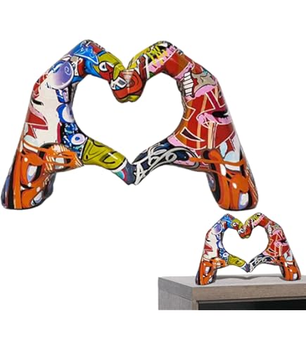 Générique Sculpture D'art En Forme De Cœur Et De Main | Statue En Bois En Forme De Cœur Et De Mains D'amour, Statue En Résine D'art Abstrait