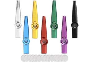 LIANRISES 7pcs Kazoo Instrument Kazoos Multipack, Metal Kazoos Musical Instruments with 14pcs Flute Membrane for Instrumental Accompaniment and Party Favors