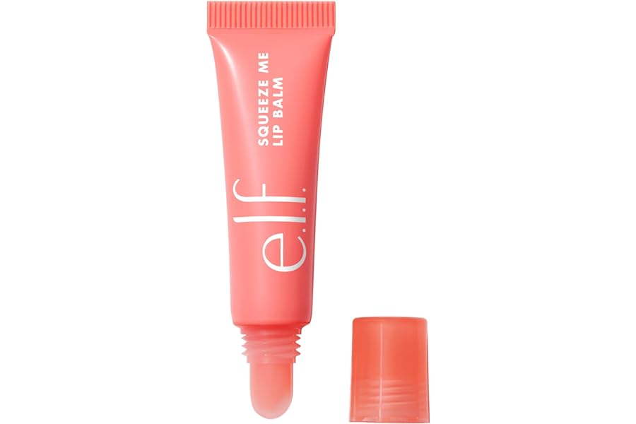 e.l.f. Squeeze Me Lip Balm, Moisturising Lip Balm For A Sheer Tint Of Colour, Infused With Hyaluronic Acid, Vegan & Cruelty-free, Strawberry