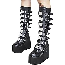 GVGV Knee High Boots for Women Knee-High Goth Punk Style Fashion  