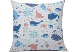 AISAWATE Kinder Kissenbezug Dekorativ Gemustert 80 x 80 cm, 1 Pack Baby Kleinkind Kissen Kissenbezüge für Kinderwagen, Bio Baumwolle Kopfkissenbezug mit Reißverschluss