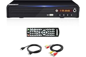 WISCENT DVD Player for Smart TV Support 1080P Full HD with HDMI Output,CD/MP3/USB Player for Home, All Region-Free, Remote Control/AV/HDMI Cable Included(non blueray)