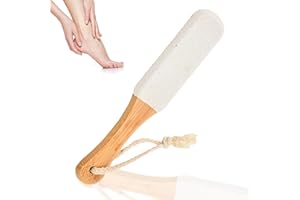 DAJING Foot Stone - Pumice Stone Exfoliating Pedicure Rasp, Wooden Handle Foot Scrubber, Callus Remover, Dead Skin Remover, Foot File for Healthy, Smooth Feet (White)