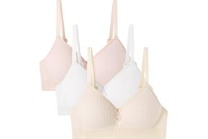 Anntry Teen Girls Cotton Bras Breathable Underwear Wire Free Sports Bra with Adjustable Straps Training Bralette for Women Girls (Pack of 3)