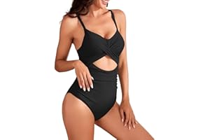 XDSP Costume da Bagno Intero Donna Sexy Scollo a V Costumi da Bagno Sling Regolabili Bikini Push Up Imbottito Reggiseno Curvy Vita Alta Costumi Un Pezzo Controllo Pancia Spiaggia Beachwear Swimwear