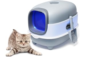 FORROBY Katzentoilette,Ultragroße Vollständig Geschlossene katzenklo mit Automatischem Anti-Sand-Käfig Einfach zu reinigen desodorieren Leicht zu Reinigen Spritzwassergeschützte Katzentoilette,38x55x36cm