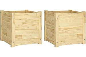 Deufre 2X Jardineras Exterior 40 x 40 x 40 cm, Maceteros de Madera para Plantas, Macetero Grande,Jardinera de Madera,Jardín Balcón o Terraza Huerto Urbano