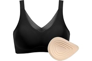ONEFENG Mastektomie BH Mit Taschen, Frauen Post Operation Prothesen BH mit Foam Breast Brustform