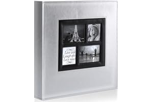 Ywlake Album Photo 10x15 1000 Pochette, Grand Geant Format Cuir Tissu Album pour Horizontal Vertical Photos Argenté