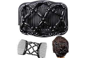 Visxcnu 2Pezzi Magic Hair Comb, Doppio Pettine Fermacapelli signore clip, Fermacapelli da Donna Magico Elastico, Stretchy Capelli Gioielli per Acconciature Eleganti Donne e Ragazze