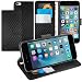 Produktbild Orzly® - Multi-Functional Wallet Stand Case für Apple iPhone 6 PLUS & 6S PLUS (2014 & 2015 Versionen der 5.5 Zoll Modell) - SCHUTZHÜLLE mit integrierte BRIEFTASCHE + STAND mit Magnetischen Deckel - SCHWARZ KOHLENSTOFFFASER-STIL