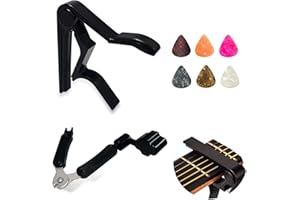 BEIIEB 1 Stück Gitarren-Ukulele-Kapodaster für Einsteiger, Schnellwechsel für Akustik- und E-Gitarren, mit Plektren (Schwarz)