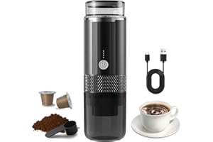 Irishom Macchina da caffè Elettrica Portatile con un Pulsante e 4 Spie Luminose di Alimentazione, Macchina da caffè Portatile Ricaricabile Senza Fili, Funziona con Capsule di tè Al