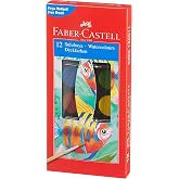 Faber-Castell Suluboya 12 Renk, K&uuml;&ccedil;&uuml;k Boy, Parlak ve &Ouml;rt&uuml;c&uuml; Renkler, Kağıt Y&uuml;zeylere Uygun, Karışabilir