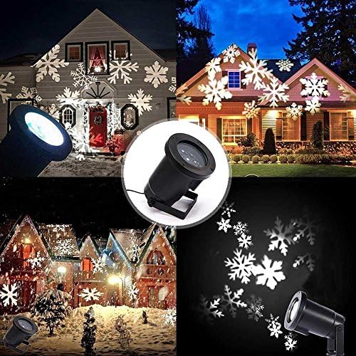 YUMOMO Christmas Projector Lamp Moving White Snowflake LED Landscape Spotlights Waterproof Lamp, Holiday Landscape Light for Patio, Lawn, Garden and Holiday Decoration