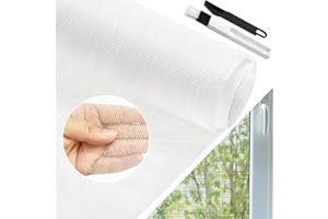 BUZIFU Moustiquaire Fenêtre 120x300cm Moustiquaire en fibre de verre Rouleau Moustiquaire Maille d'Écran Anti-Mouches Filet Écran Insecte DIY Moustiquaire pour fenêtres et portes(Blanc)