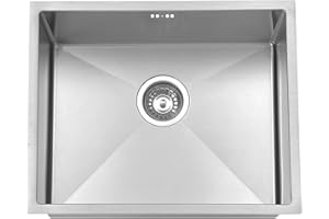 JASSFERRY Undermount Kitchen Sink Handmade Design 1.2mm Thickness Square Stainless Steel 1.0 Single One Bowl with Strainer Waste kit, 540 X 440 mm