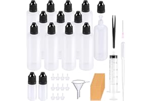 RYMALL Flaschen, Tropfflasche 12x100ml+2x10ml Dropper Bottle Quetschflaschen mit Kindersicherung Deckel Inkl. Trichter Etiketten Transfer Pipette Spritzen und Pinzetten für Liquids, Kunststoff