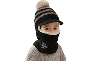 TAGVO Kinder Winter Thermo Sturmhaube, Multifunktionale Winddichte Warm Fleece Wintermütze, Schlupfmütze Wollmütze Strickmütze mit Halswärmer für Jungen Mädchen 1-5 Jahre