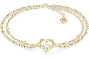 SERASAR | Fußkettchen für Damen | 925 Sterling Silber mit 18 Karat Echtgoldplattierung | Vier Farben | Längenverstellbar | Inklusive Schmuckschachtel