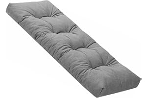 ELYSYSRL Bench Cushion Indoor Linen 120x40 90 x 35 150 x 40 100x40cm Rectangle Bench Seat Pad for Bay Window Entryway Thick Chair Cushions with Non-Slip Backing(Grey,100x40cm x8cm Thick)