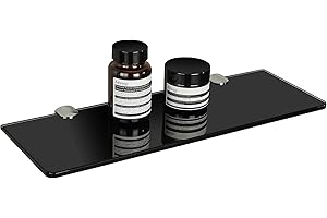 SAYAYO Estanteria Baño Pared Estante Ducha Cristal con Estante Vidrio Rectangular Negro Estanteria Ducha Organizador para Baño y Cocina, EGBL1012R-B