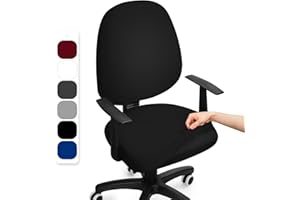BALLADHOME Bürostuhl Bezug Stretch Bezug Für Bürostuhl Universal Office Computer Stuhlbezug Drehbare Office Stuhlbezüge Abnehmbare Waschbare Bürostuhl Hussen für Computer Armlehnen Stuhl (Schwarz,1PC)-F