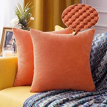 Napravi Rs Draps Et Taies D Oreillers Literie Enfants Housses De Coussin Cookdate Petit Reseau Tridimensionnel Super Doux Carre Housse Doreiller 43x43cm Zip Demontable Lavables Maison Lit Chambre Canape Decor Coton Lin Orange
