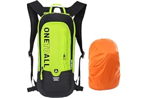 LOCAL LION Plecak rowerowy, plecak narciarski, mały dla kobiet i mężczyzn, 6 l, ultralekki, wodoszczelny, z systemem do picia do 2 l – idealny do jazdy na nartach – idealny do jazdy na rowerze – czarny czerwony, żółty, niebieski