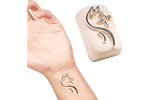 LaDot Tatouage Temporaire pour Enfants et Adultes, Faux Tatouage Doux pour la Peau, Tampon de Tatouage Ephemere pour le Corps et le Bras, Résistant à l'Eau, Chat