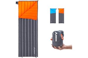 BISINNA Sacco a pelo, Sacco a pelo portatile leggero e compatto, impermeabile con 650 Fill Power, sacco a pelo in piuma d'anatra bianca per il campeggio all'aperto, l'escursionismo