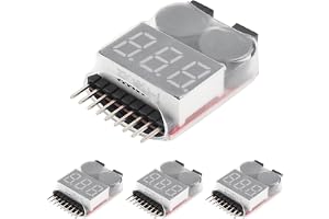 DiGiYes 4 stycken 1-8s Lipo batteritestare bildskärm, RC lågspänning larm ringsignaler spänningskontroll med LED-indikator fö
