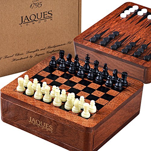 Set de Ajedrez 3 en 1 con Set de Backgammon y Drafts Set 12cm - Jaques of London