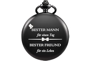 TREEWETO Taschenuhr Personalisiert Graviert Best Man Taschenuhr Quarz Fobwatch Bräutigam Geschenke Für Hochzeit Trauzeuge Geschenke -Trauzeuge Taschenuhr Hochzeitsgeschenk