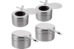 GBACHOOSE 4 Pièces Récipients à Pâte Combustible, Réchaud Fondue Brûleur à Alcool, Brûleur Chafing Dish en Acier Inoxydable, Récipients à Pâte Combustible pour Buffet, Fondue, Camping