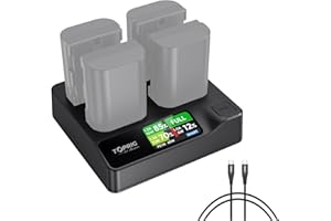 Accsoon Toprig LP-E6 LP-E6N LP-E6NH - Cargador de batería para cámara de 4 canales, PD60W, cargador rápido con pantalla LCD, compatible con Canon EOS 5D Mark II III IV, 70D, 5Ds, 6D, 5DSR, 80D, 7D, 7D