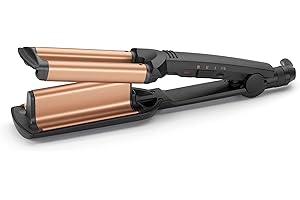 BaByliss Deep Waves Hair Waver – Ceramic Coated Barrel, 3 Heat Settings (160°C-200°C), Frizz-Free Mermaid & Beach Waves, Fast Heat-Up – Black & Gold, 2447CU