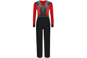inhzoy Camicia da Ballo Latino Americano Bambino Ragazzo Manica Lunga Balletto Body Danza Classica Moderna Tuta Intera da Pattinaggio Artistico Body Ginnastica Artistica