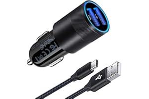 Zigarettenanzünder USB Ladegerät, AILKIN 3.4A 2-Port USB Kfz Ladegerät Auto Ladeadapter mit USBC Ladekabel für Samsung Galaxy S25 Ultra/S24 FE/S23/S22/S21/A55/A35/A15/A56/A36/A16, iPhone 16/15, Google