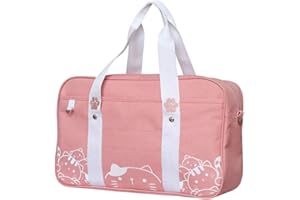 HIMIFASHION Damen Japanische Handtasche Niedliche Anime Katze Druck Messenger Bag Große Kapazität Schultasche Teens JK Uniform Handtasche