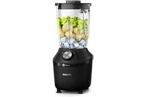 VERSUNI Philips blender 3000 series, pro blend system, 2l maximum capacity, 1.25l effective capacity, 600 w, 2 speed settings and pulse, glass jar, black, HR2291/01