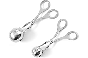 Niuhong 2 Pcs Cuchara Hacer Bolas Carne Fabricante Bolas Albóndigas Pinzas Hacer Hielo Albóndigas Acero Inoxidable Pinzas Moldear Hielo Pinzas Albóndigas Pala Bolas Antiadherente Formador Albóndigas