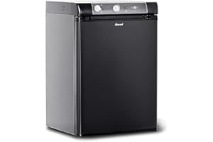 Smad Frigo Trimixte 12V 220V Gaz Camping Car, 60L, Frigo Camping Gaz, Réfrigérateur Silencieux pour Caravane Camping-car Fourgon Van Mobile-home Chalet, Noir