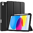 Robustrion Cover for iPad 11th Generation (A16) / 10th Gen Cover Case with [Right Side Pencil Holder] [Auto Sleep Wake] [Soft Back] (2022/2025), Case for iPad 11th 11"/ 10th 10.9" - Black