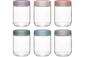 Hikrxya 6 Stycken Overnight Oats-Glas med Lock, 500 ml Havrebehållare med Skruvlock, Måltidsförberedelseglas Återanvändbara G