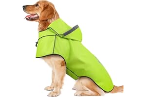 DQGHQME Impermeable Chien avec Capuche et Trou pour Le col, Réglable Manteau Chien Imperméable, Manteaux Imperméables pour Chiens avec Bandes réfléchissantes, Manteau Pluie Chien pour Petit Moyen Gros Chiens