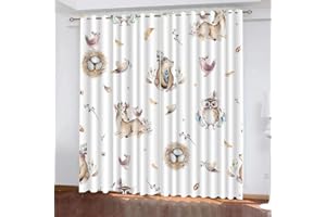 DICOIN Gardinen Kinderzimmer Mädchen Junge Motiv Waldtier Fuchs Vorhang Blickdicht Ösen 2Er Set-160X140Cm(Hxb)/160X70Cm*2 -Isolierung Vorhang Polyester Blickdicht,A16