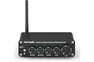 Fosi Audio BT30D Bluetooth 5.0 Récepteur Audio Stéréo Amplificateur 2.1 Canaux Mini Hi-FI Classe D Amplificateur Intégré 50W x 2+100W pour la Maison Haut-Parleurs Passifs d'extérieur/Subwoofer